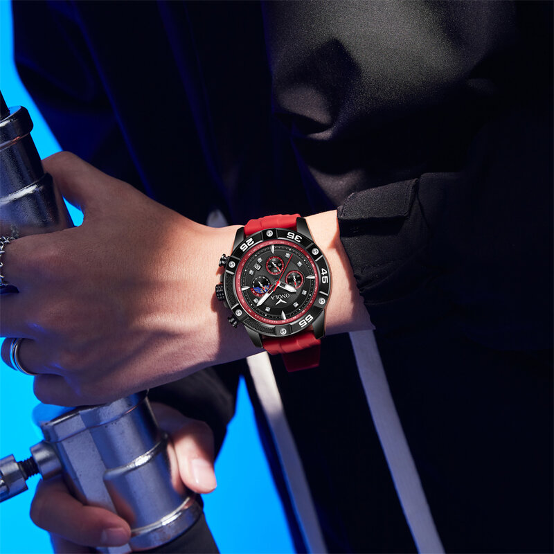 ONOLA New Fashion Casual Men's Watch Multi functional Fluorescent Tape Waterproof Quartz Military Watch Men's Clock High Quality
