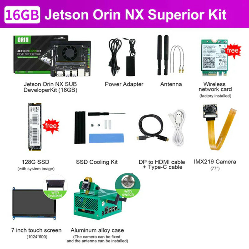 Jetson Orin NX SUB Kit de desarrollador con 8GB/16GB de RAM basado en NVIDIA Core Module para ROS AI Project Performance Deep Learner