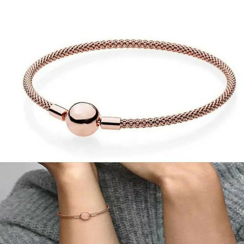 New 925 sterling silver original logo women's Moments woven bracelet and multiple snake bone chain bracelet DIY jewelry gift