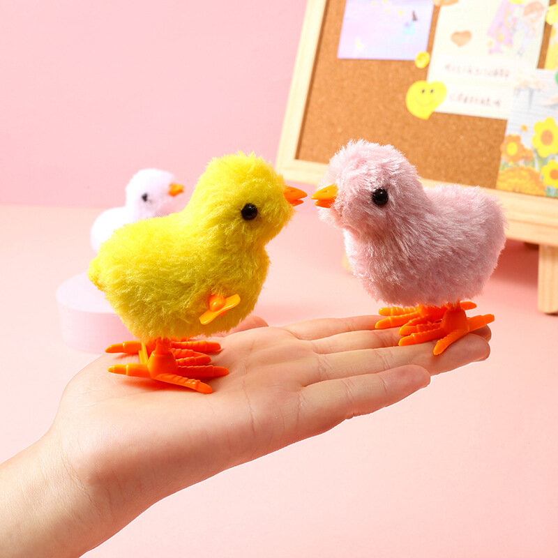 Hot Selling Pluche Kuikens Vleugelloos Springende Speelgoedkippen Kleurrijk Uurwerk Puzzel Hands-On Vaardigheidseducatie Speelgoed Voor Kind