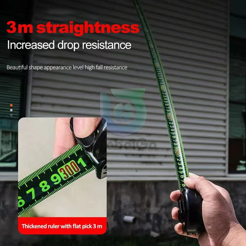 Cinta métrica de acero fluorescente 3m/5m/10m medidor resistente al desgaste regla de medición engrosada multi-uso herramienta de medición de distancia