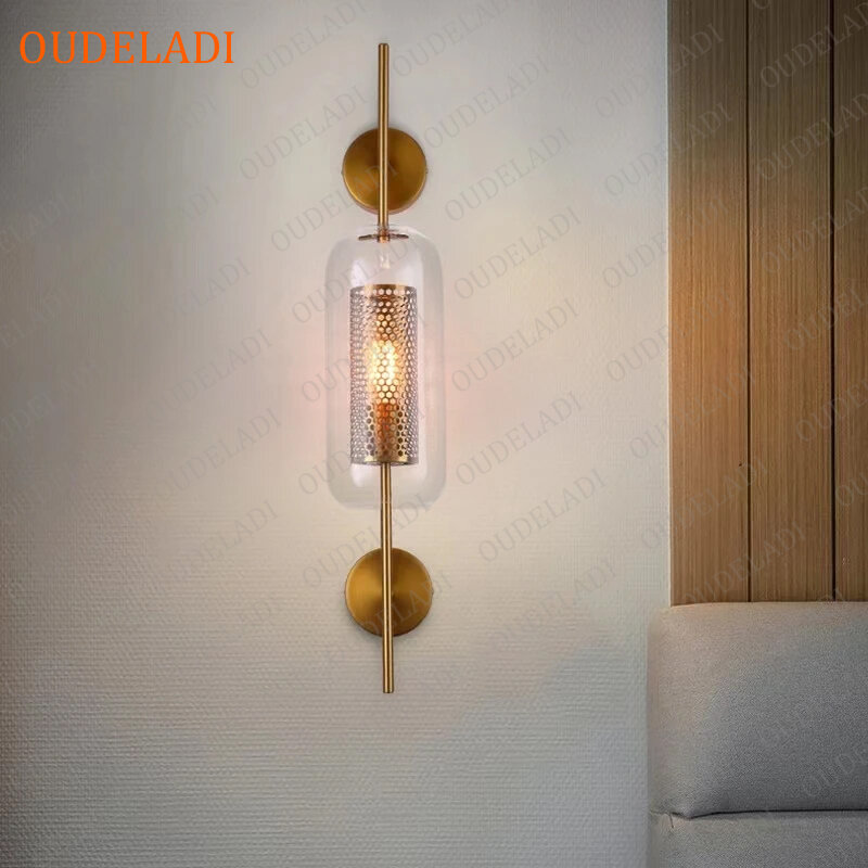 Nordic Glass Wall Lamps Modern Living Room Bedroom Bedside Aisle Wall Sconce Indoor Decorative Lamp Metal Glass Luminaire