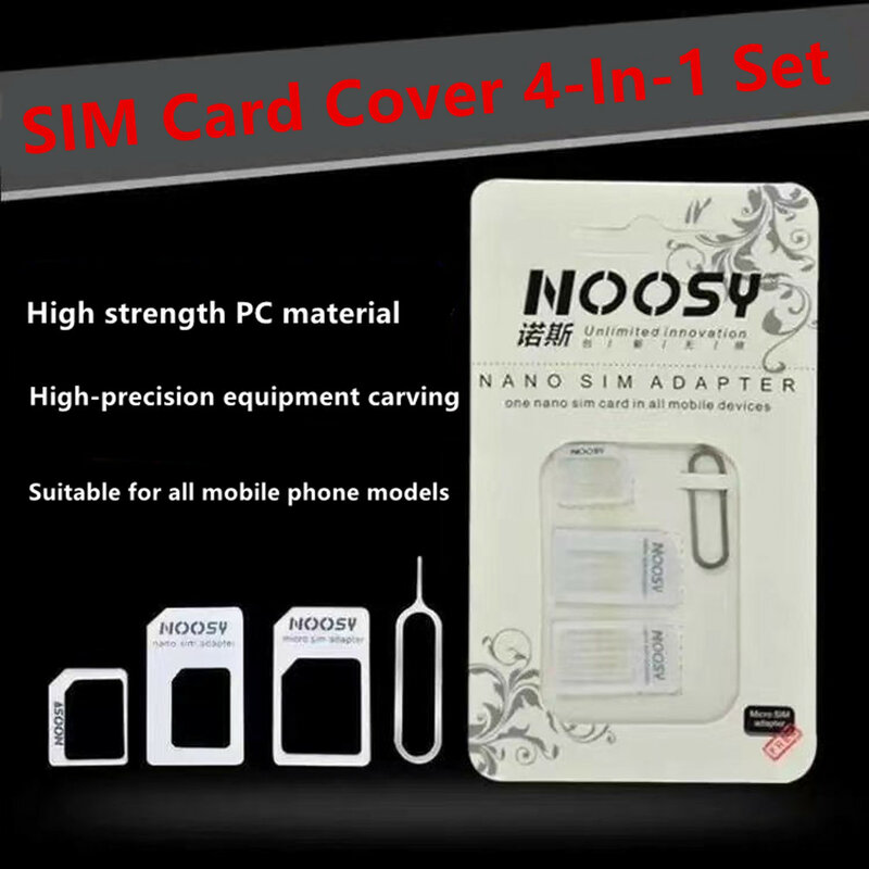 4 In 1 Sim Card Adapter Kits With Card Pin Standard Micro Sim Card Tray For Nano Sim Card Converter Close Perfect Fit Sim Slot