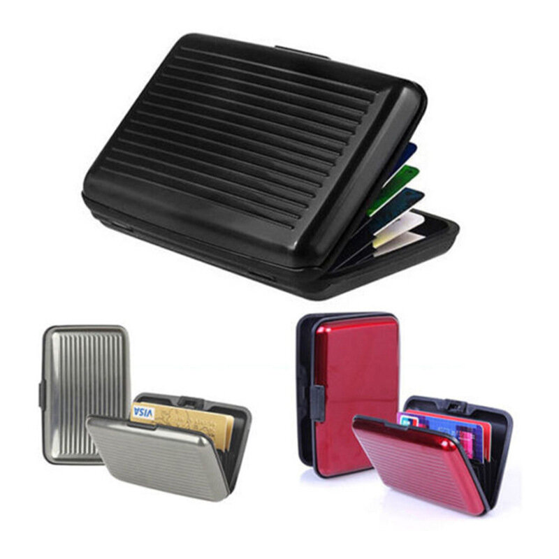 1 Pc porta carte di credito in alluminio da uomo che blocca il portafoglio con custodia rigida porta carte di credito Anti-RFID con scansione protettiva