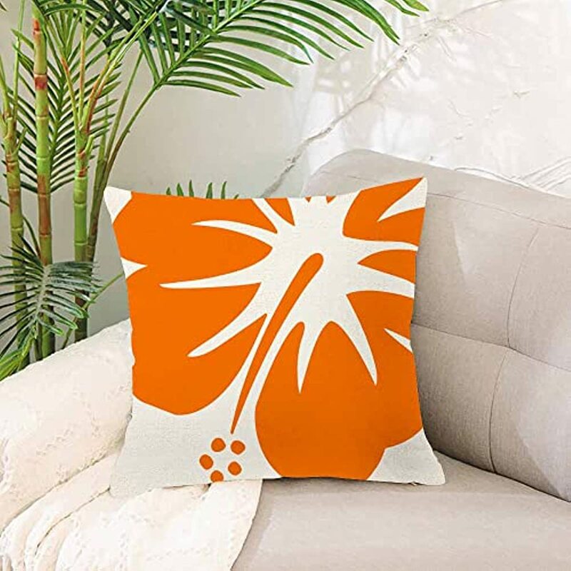 Orange Throw Pillow Covers Orange Hibiscus Cushion Pillow Case Home Decor Pillowcase