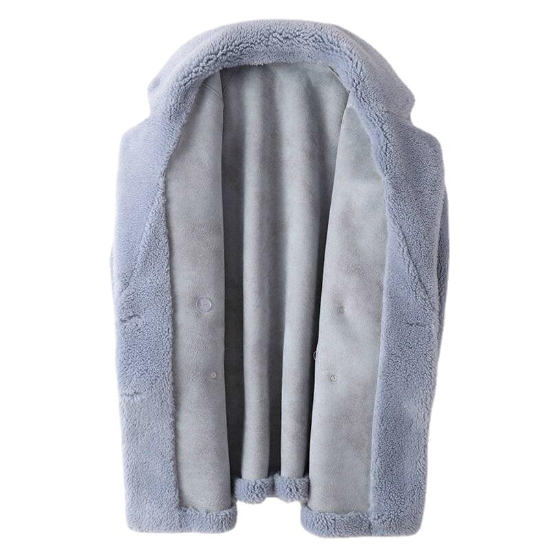 Abrigo de piel auténtica para mujer, abrigo grueso y cálido, elegante, holgado, de talla grande, largo, de lana, para invierno