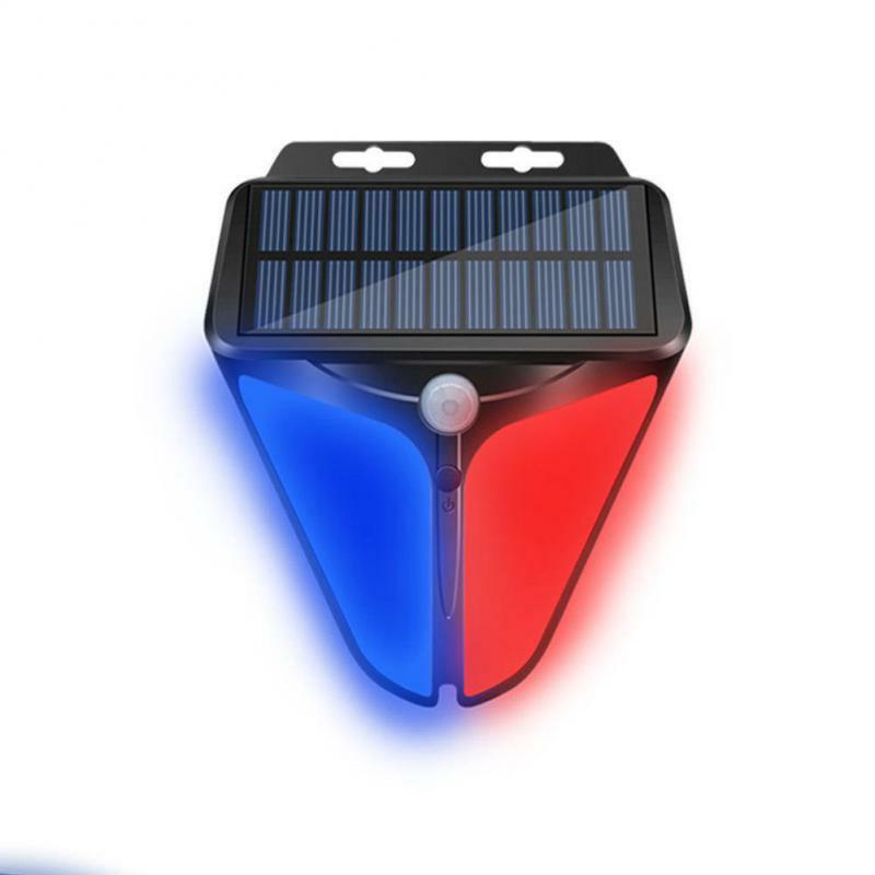 Sirena de alarma con Sensor de movimiento, luz estroboscópica alimentada por energía Solar inalámbrica para exteriores, lámpara de alarma Flash impermeable, iluminación Solar