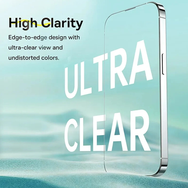 Baseus kaca Tempered HD kristal 0.3mm untuk iPhone 15 14 13 12 Pro Max pelindung layar dengan Kit pembersih Anti tergelincir tahan debu