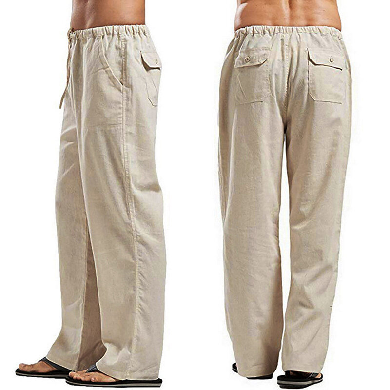 Neue Leinen breite Männer Hosen koreanische Hosen übergroße Bettwäsche Streetwear männlich Frühling Sommer Yoga Hosen lässig Männer Kleidung Jogging hose