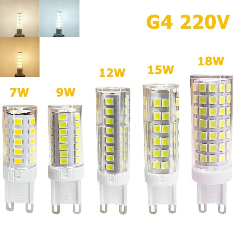 Mini G9 LED Light Bulbs 7W 9W 12W 15W 18W 220V LED Corn Light 2835SMD Cool/Warm/Neutral White Ceramic Lamp For Home Chandelier