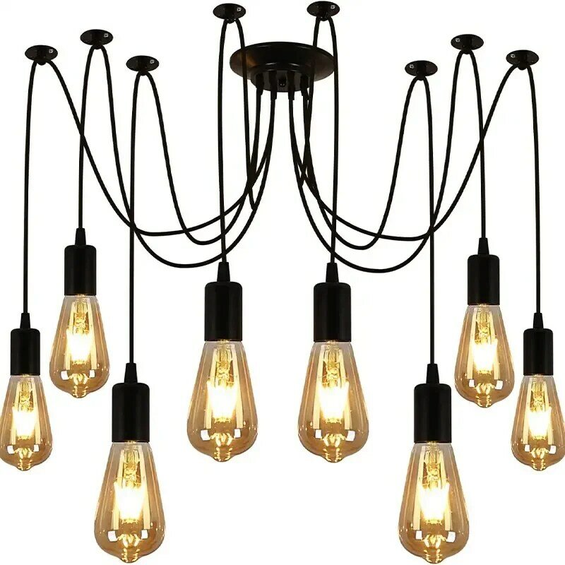 DIY Pendant Lights E27 Modern Nordic Retro Hanging Lamps 6/8 Heads Vintage Art Spider Chandelier For Living Room Home Decor