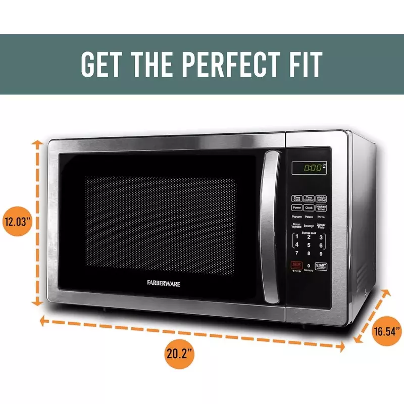 Countertop Microwave 1000 Watts, 1.1 cu ft - Microwave Oven With LED Lighting and Child Lock - Easy Clean Kitchen Microwave