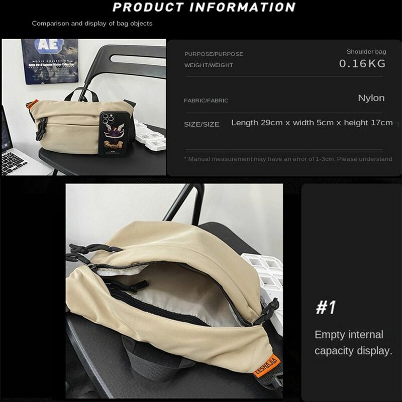 Leisure Men's Chest Bag Simple Stylish Large Capacity Crossbody Bag Sports Style Nylon Sports Backpack Outdoor