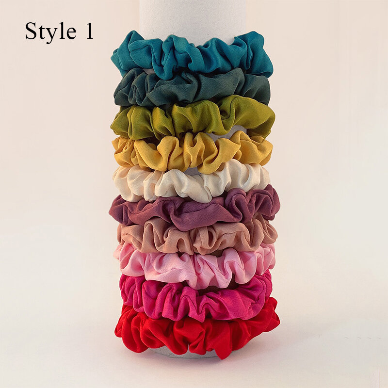 10pcs/pack Women Silky Satin Skinny Elastic Hair Band Solid Color Satin Scrunchies 6cm Small Hair Rope Simple Head Band Hair Tie