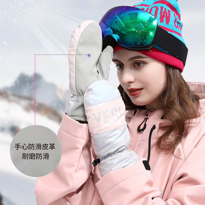 Luvas de esqui de algodão grosso feminino