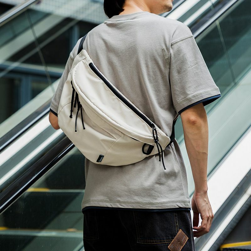 메쉬 디자인 패션 남성용 체스트 백, 9.7 인치 아이패드 방수 통기성 다층 옥스포드 스포츠 사이클링 짧은 여행 허리 가방