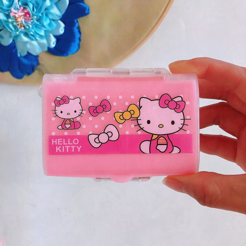 Sanrio Kawaii Hello Tragbare Pill Box Sieben Fach KT Katze Lagerung Box Reise Tragbare Doppel Schicht Medizin Box Geschenk