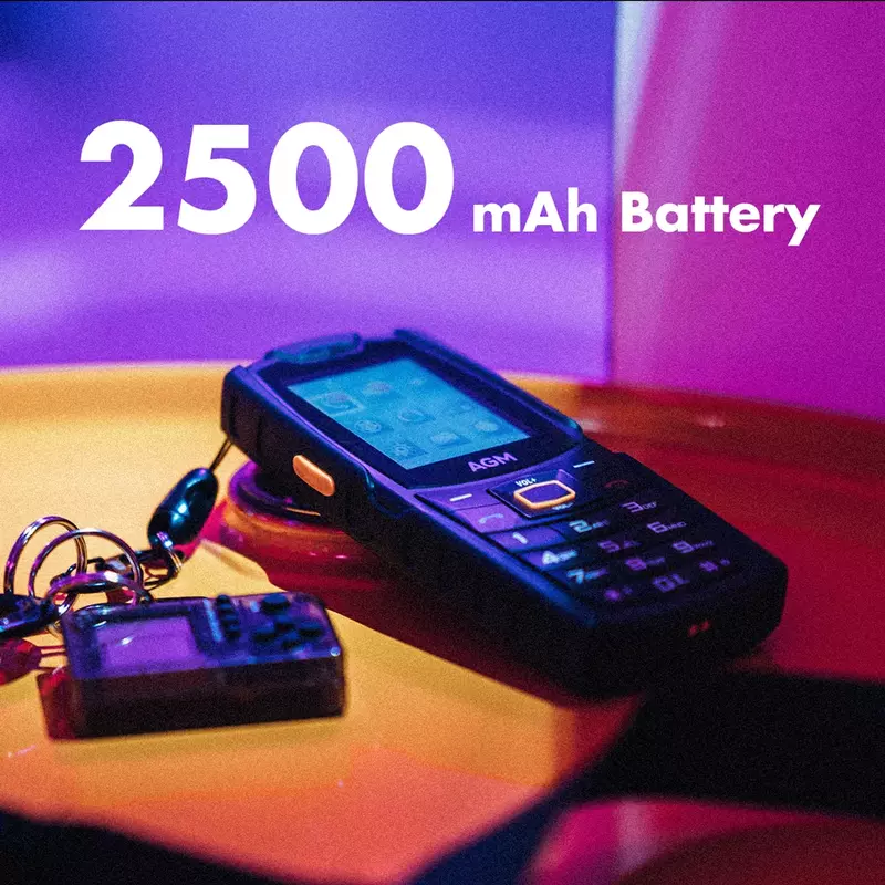 AGM M6 견고한 휴대폰, 4G 잠금 해제, IP68 푸시 단추 키패드, 2500mAh 듀얼 SIM 기능, 시니어용 셀룰러