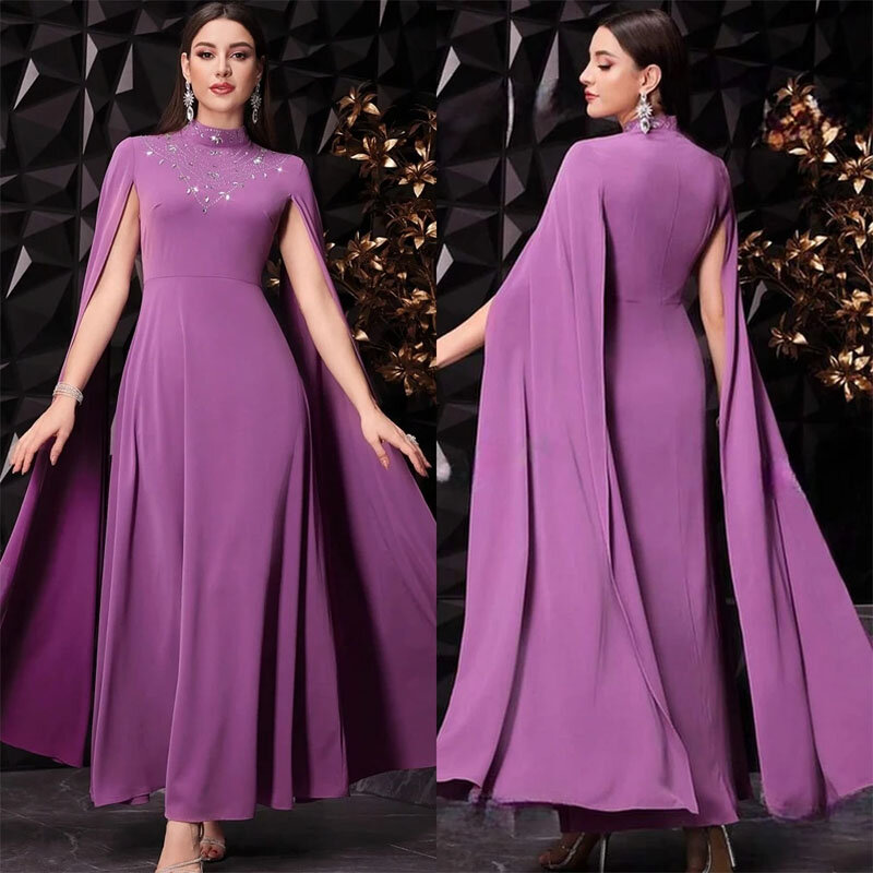 Elegantes Ballkleid Pailletten gerafftes Abschluss kleid A-Linie High Neck anpassen Anlass Kleid Saudi-Arabien Midi Kleider