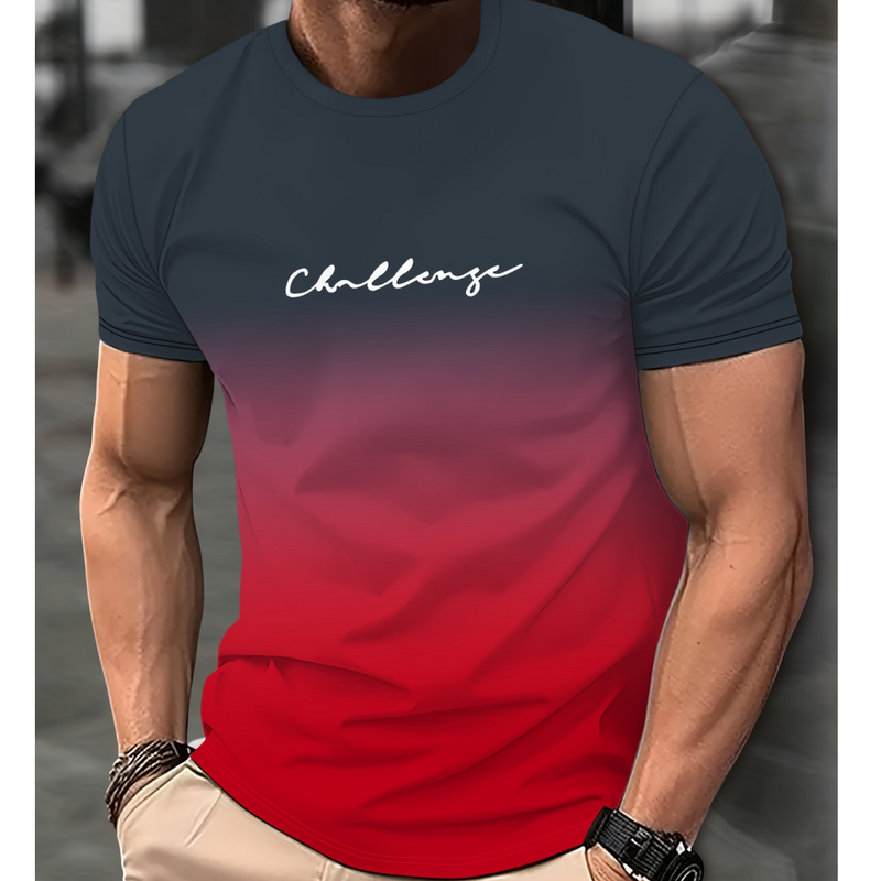 Kaus pria kasual 2024 kaus Ombre pakaian musim semi Atasan lengan pendek kebesaran kaus anak laki-laki 5XL Vintage untuk kaus pria