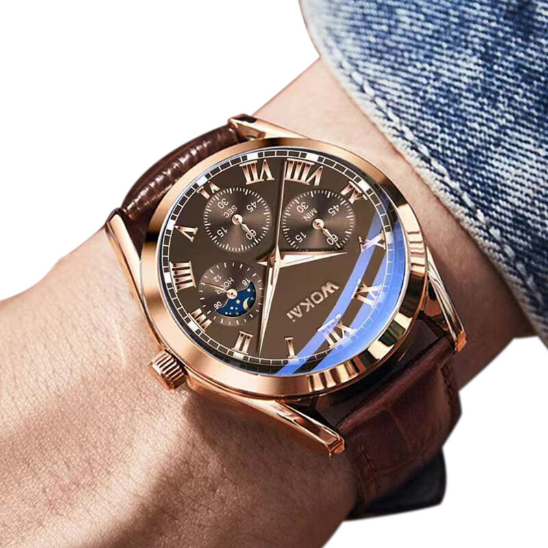 Modny męski zegarek kwarcowy z mechanizmem skórzane paski PU dla mężczyzn prezent urodzinowy