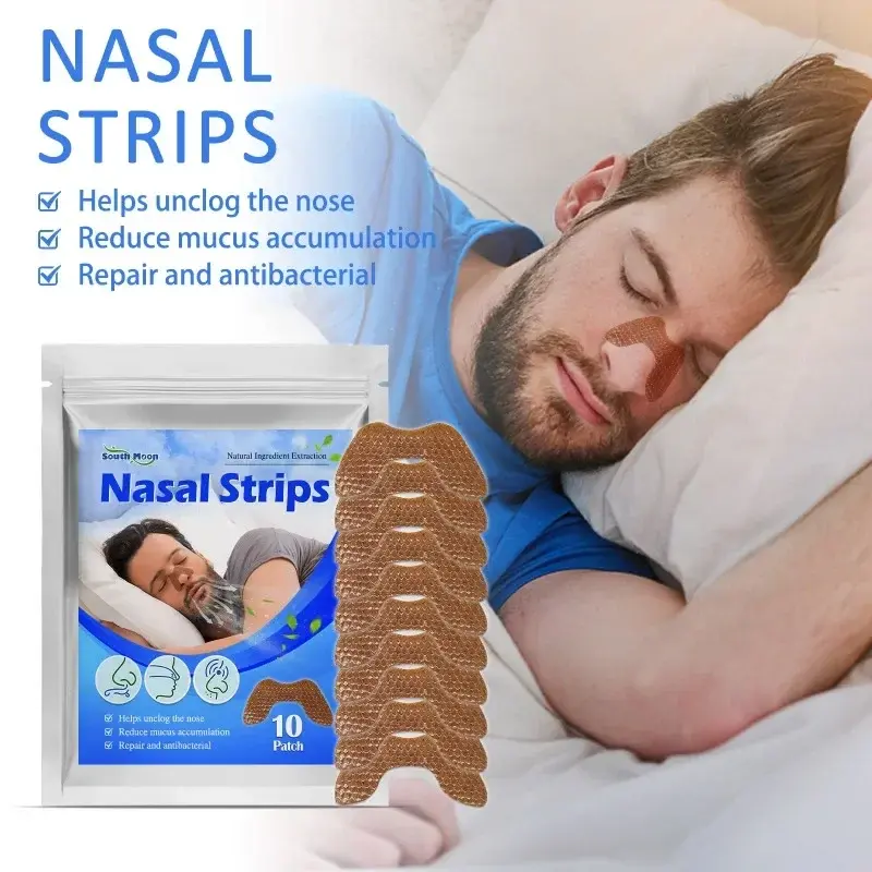 Anti-ronco tiras nasais, etiqueta do sono, bom sono, tiras nasais, bom auxílio para dormir