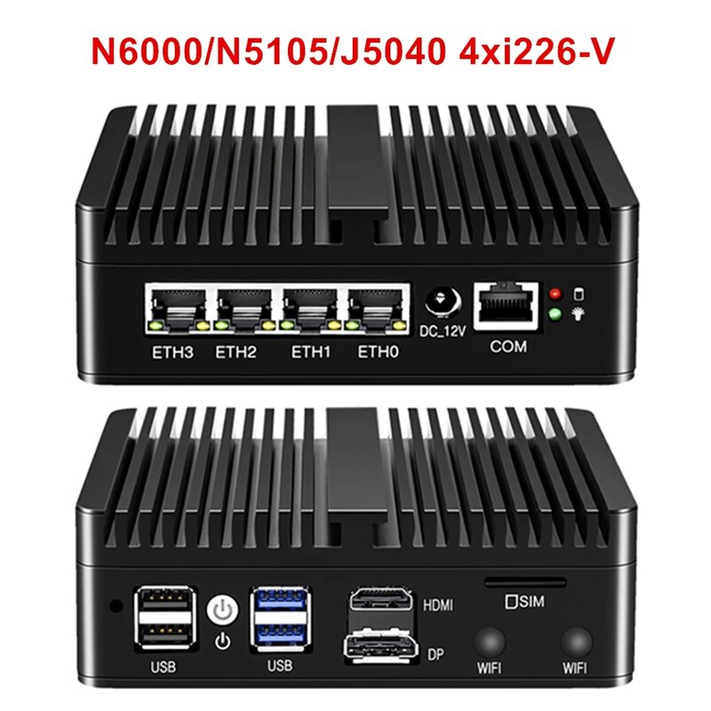 Topton pfSense 방화벽 소프트 라우터, NVMe 베어본 팬리스 미니 PC, HDMI2.0 DP AES-NI OPNsense, N6000, N5105, N100, 4x i226-V, 2.5G LAN
