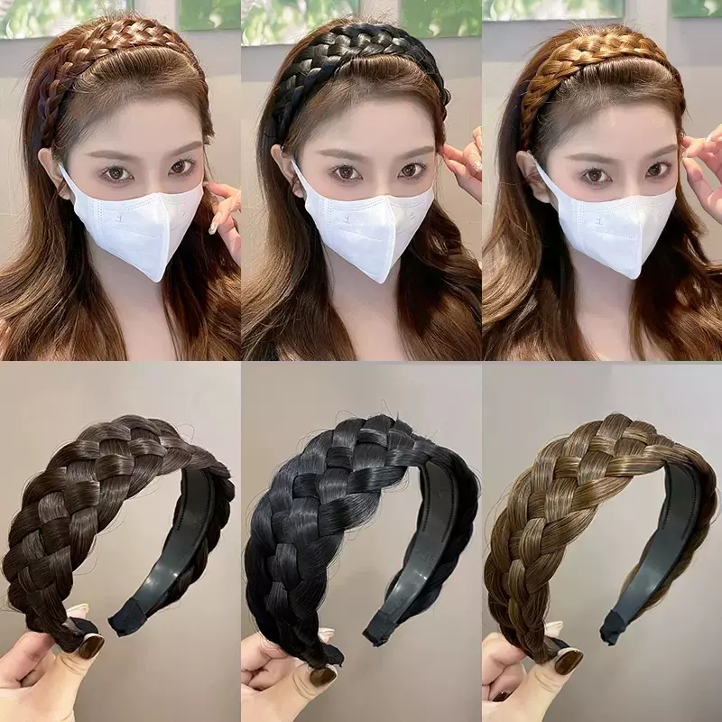Fünf-Strang-Geflecht breitere Perücke Haarband Frauen hand gefertigte geflochtene Twist Stirnband geflochtene Haarschmuck Perruque Bandeau