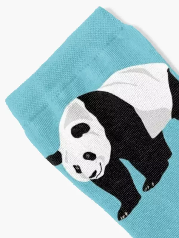 Kaus kaki desain Panda pada latar belakang biru hadiah musim dingin kaus kaki pria desainer wanita