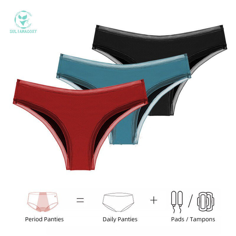 SULIMACOXY 4 capas de encaje Sexy a prueba de fugas, ropa interior Menstrual segura
