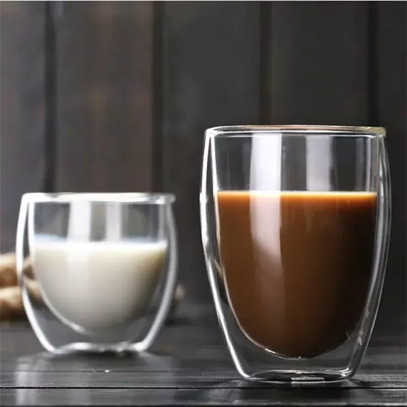 1 Sizes Double Wall Insulated Glass Cup Clear Espresso Coffee Mugs Handmade Beer Mug Tea Milk glass Whiskey Glass Cups Drinkware