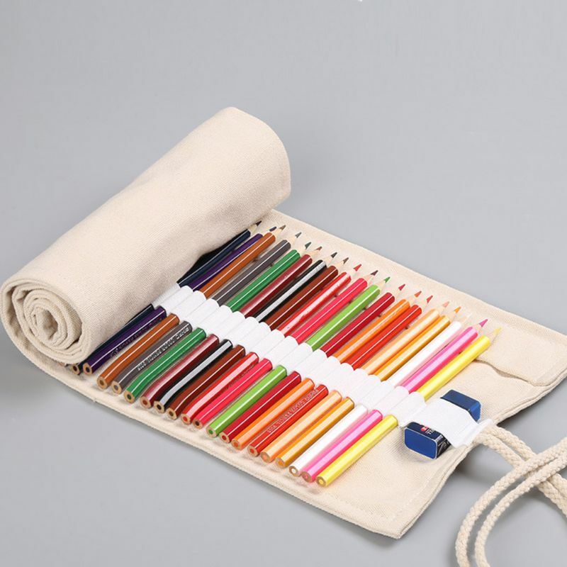 CPDD 12/24/36/48/72 ผ้าใบ Roll Up ปากกาผ้าม่านดินสอกระเป๋าสำหรับกรณีแต่งหน้าห่อผู้ถือกระเป๋าเก็บอุปกรณ์โรงเรียน