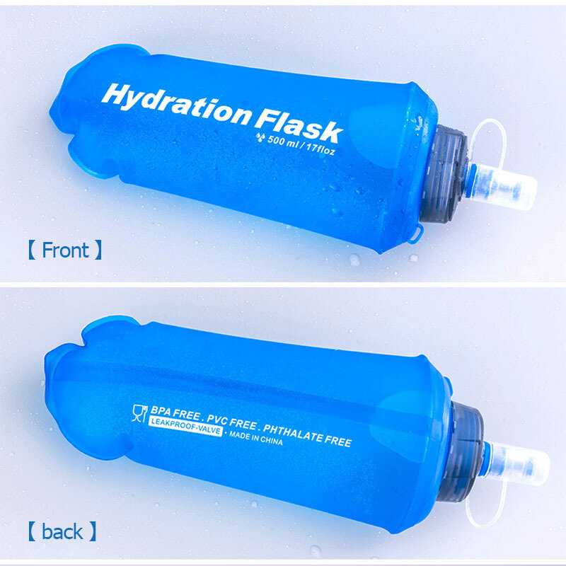 Botella de agua de TPU suave, frasco de agua plegable, ultraligero, paquete de hidratación para correr, chaleco, bolsa de cintura, 250ml, 500ml, 750ml