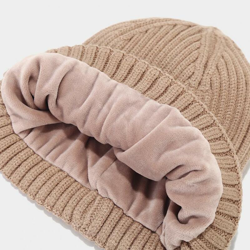 Unisex tempo frio chapéu cachecol e luvas, gorro de inverno feminino, cachecol longo, luvas de tela sensível ao toque, monocromático para tempo frio, 3 pcs