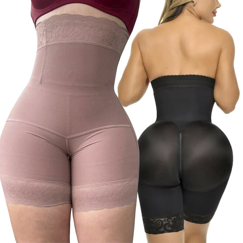 Celana dalam pembentuk tubuh pinggang tinggi pengangkat pantat mulus korset kompresi Fajas mengurangi korset pakaian pembentuk pelangsing pakaian dalam wanita