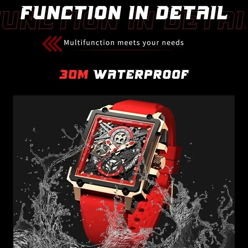 2023 New LIGE Luxury Watch Business orologio maschile impermeabile data luminosa orologio da uomo al quarzo quadrato in Silicone morbido reloj hombre