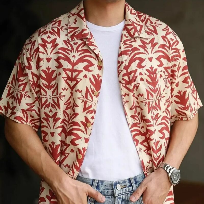 Hawaiian Beach Shirts Men'S Women Short-Sleeved Casual Shirts Seaside Vacation Quick-Drying Clothes Loose Floral Tops