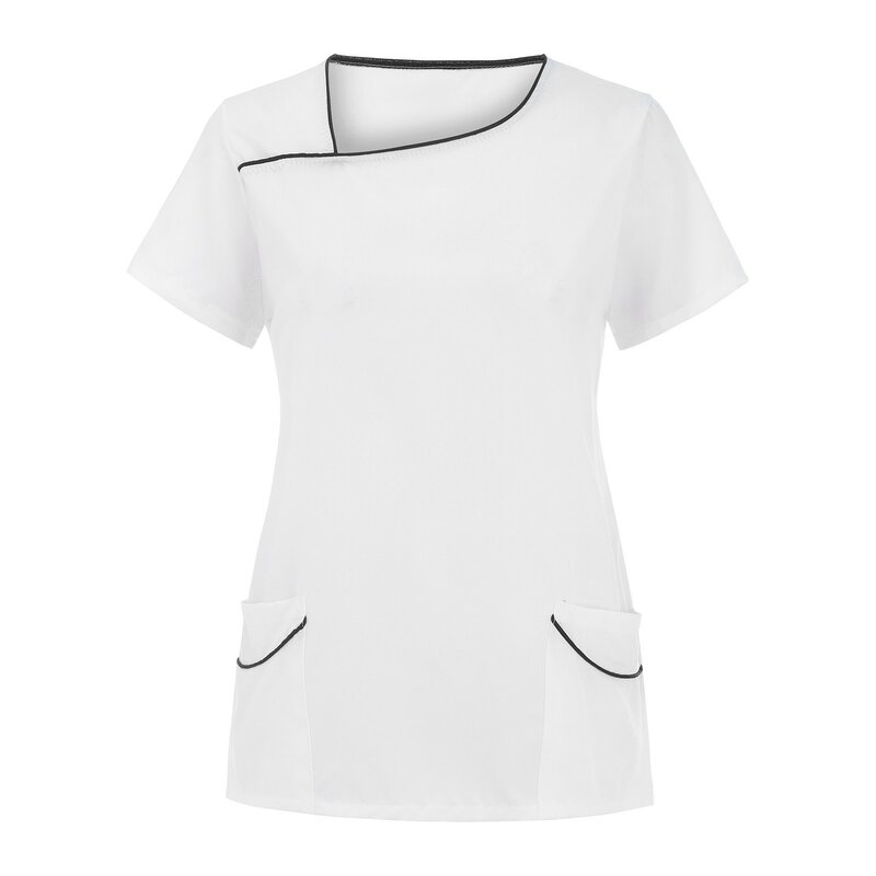 Женская однотонная блузка с коротким рукавом и V-образным вырезом