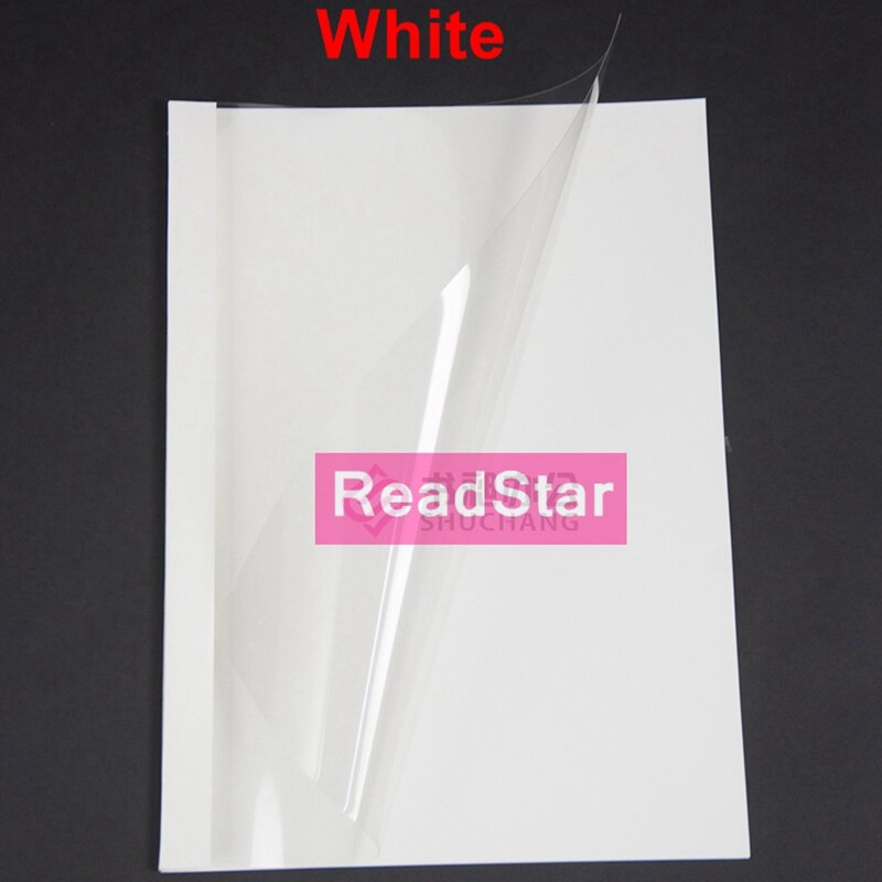 10 TEILE/BEUTEL ReadStar klar gesicht Weißer boden thermische bindung abdeckung A4 bindung abdeckung 1-50mm(1-180sheets) transparent bindung abdeckung