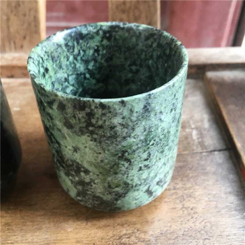 Natural Dark Green Jade Water Cup Straight Barrel Medicine King Stone Jade Water Cup