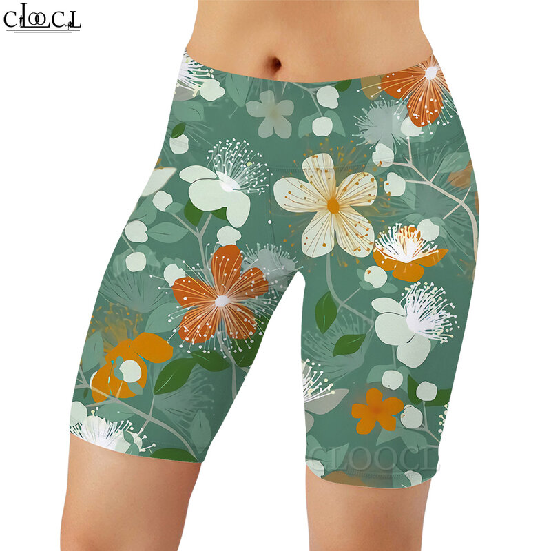 CLOOCL-leggings con estampado Floral para mujer, pantalones cortos informales sencillos con estampado 3D, para entrenamiento, correr, gimnasio, Sexy