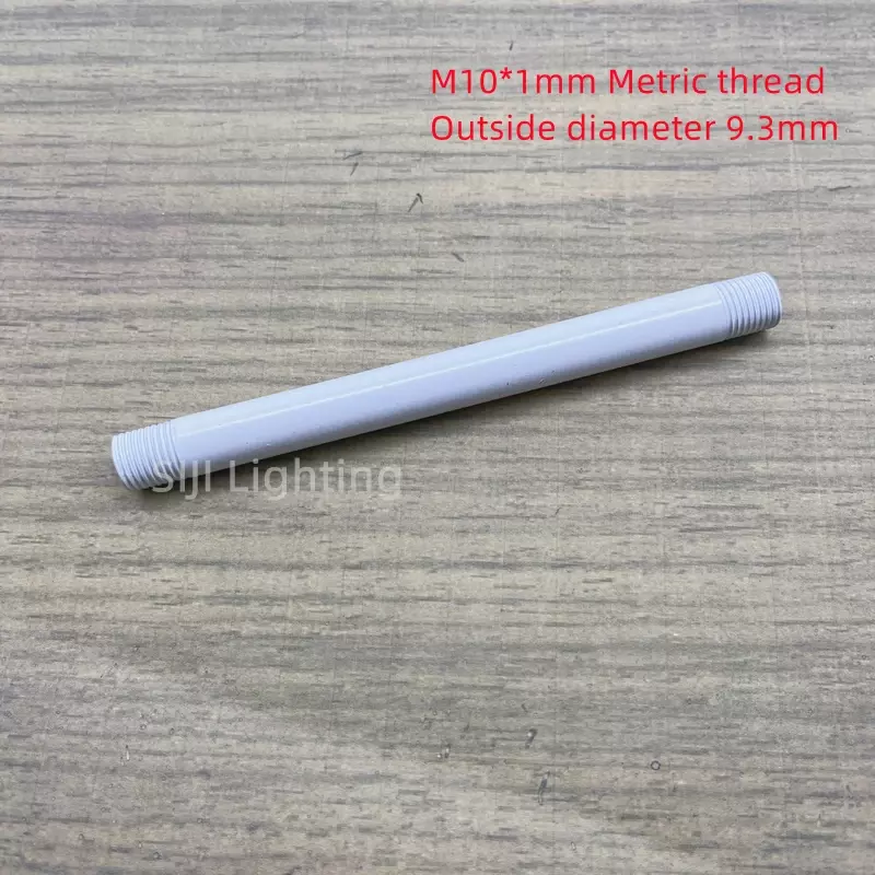 M10 lampada dente tubo M10 filettatura tubo di collegamento asta cava tubo di ferro dritto nero tubo di denti metrici bianchi per luci lampada a LED
