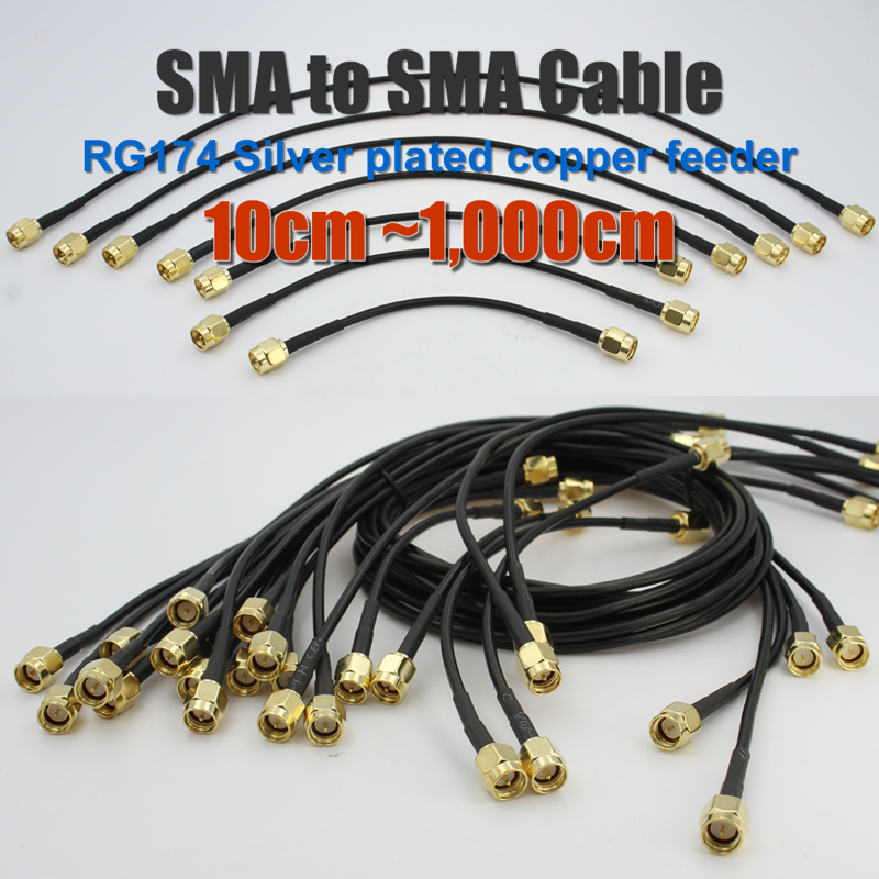 SMA to SMA Cable Male to Male extension jumper my sma Antenna cable Pigtail male Adapter Cable RG174 For WIFI 3G 4G GSM Antenna