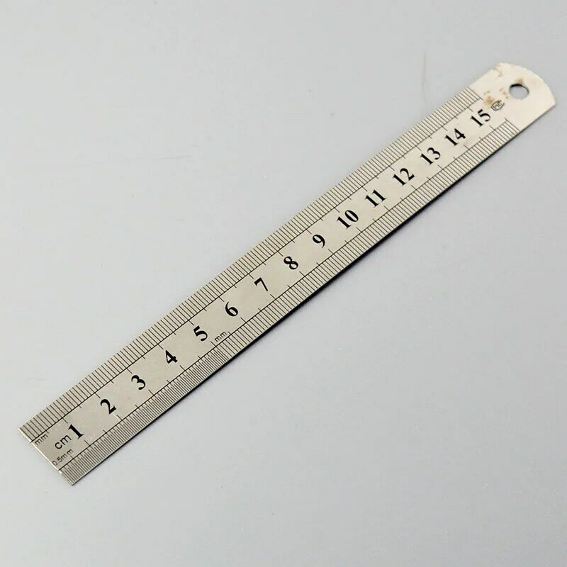 Regla de acero inoxidable de 15cm, herramienta recta de doble cara de medición de 6 pulgadas para regalo de Niños de oficina escolar