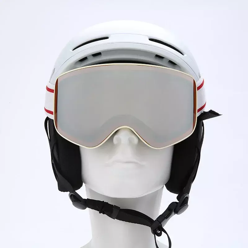 男性と女性のための防曇円筒形スキースノーボードゴーグル、スキーウェアマスク、UV 400、防雪保護メガネ、大人、ダブル