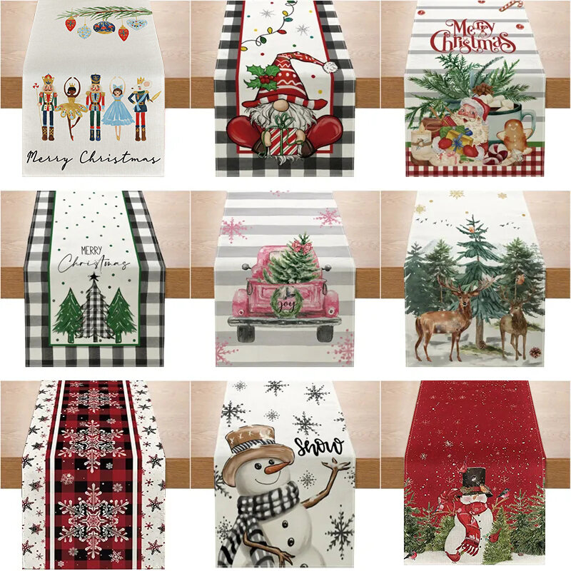 クリスマスのテーブルランナー、雪だるま、クリスマスツリー、ダイニングテーブルカバー、テーブルクロス、ノック、家の装飾、2023、2024