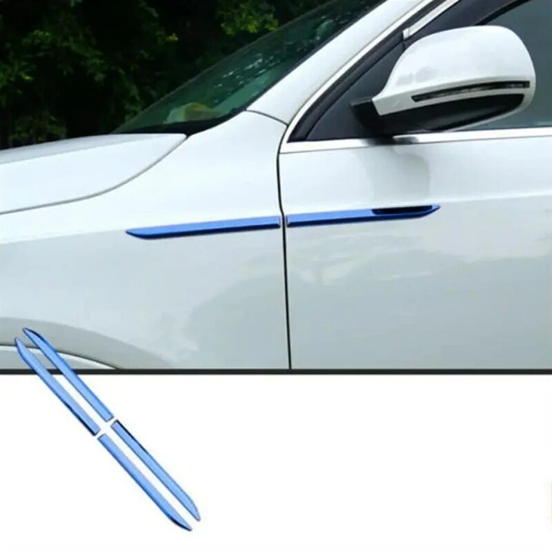 Universal Car SUV Body Front Door Side Fender Trim Dagger Emblem Sticker Cover Accessories Badge Strip Stripe Decal Decor Blue