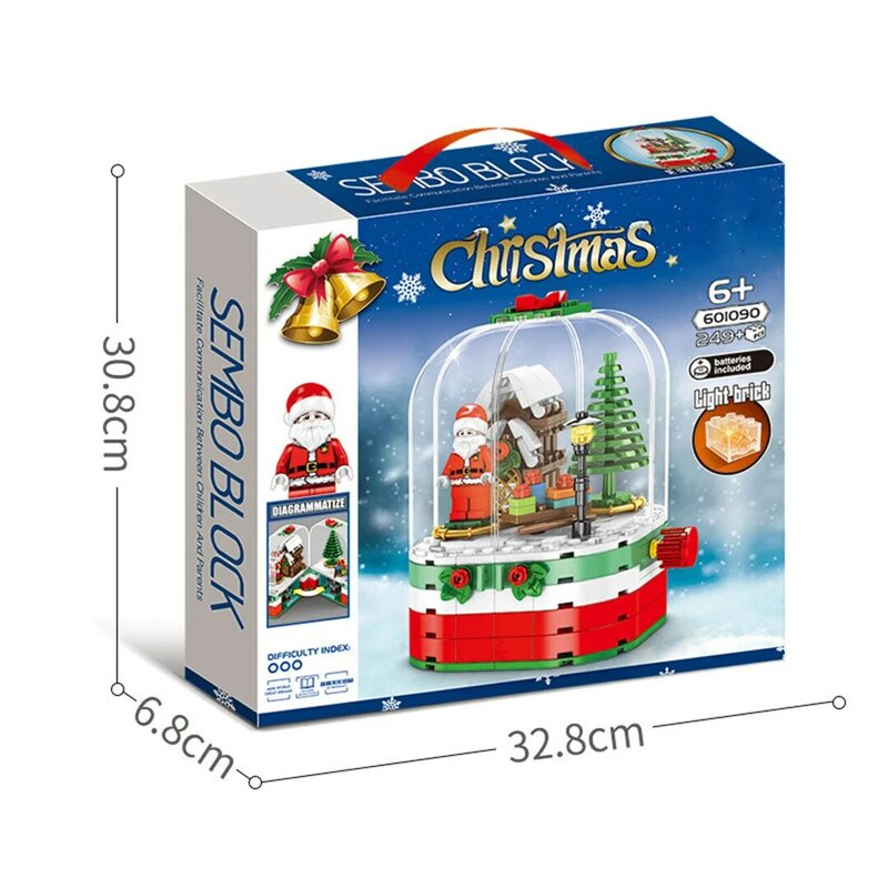 249 Pieces Santa Claus Snowy House Building Block Technology Assembly Electronic Drawing High TechToys Kids Christmas Gifts