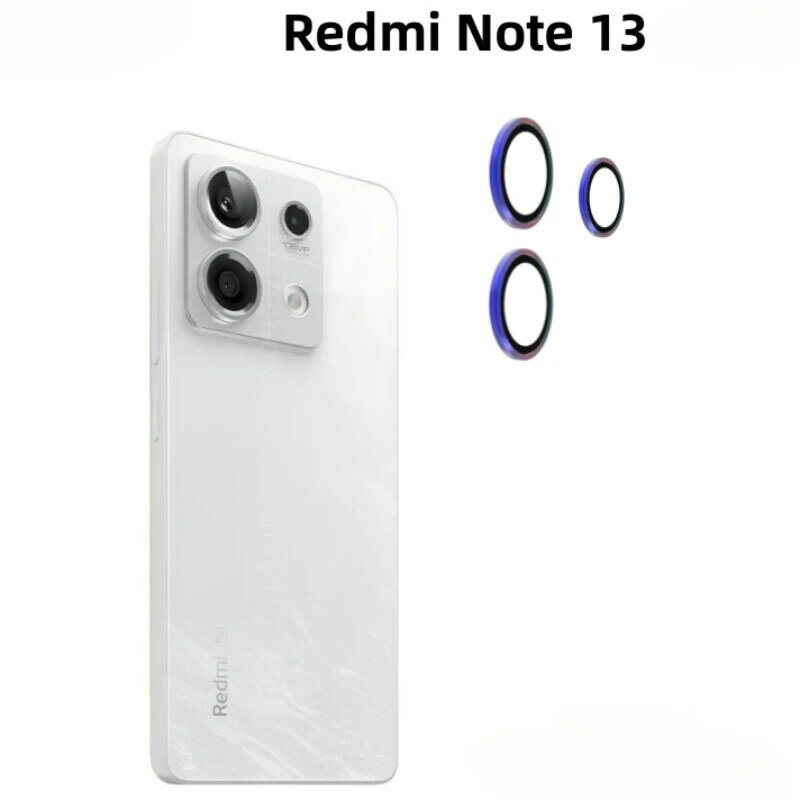 غشاء حماية لعدسة الكاميرا المعدنية ، واقيات الكاميرا الحلقية لـ Xiaomi Redmi Note 13 Pro ، عدسة زجاجية