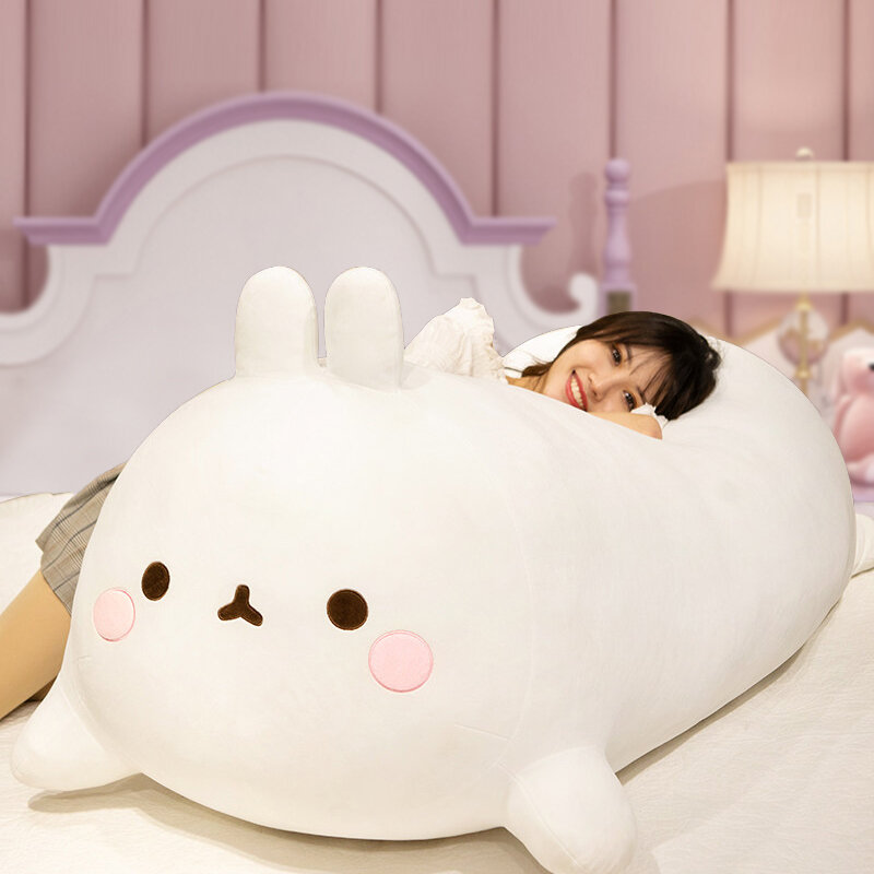 거대한 긴 구름 토끼 봉제 포옹 베개 50-80cm, 핑크 토끼 소녀 낮잠 수면 베개 임신 쿠션 남자 친구 아이 마스크 선물